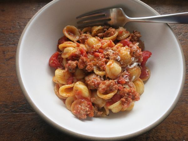 Orecchiette with Sweet Sausage Bolognese - Dinner: A Love Story
